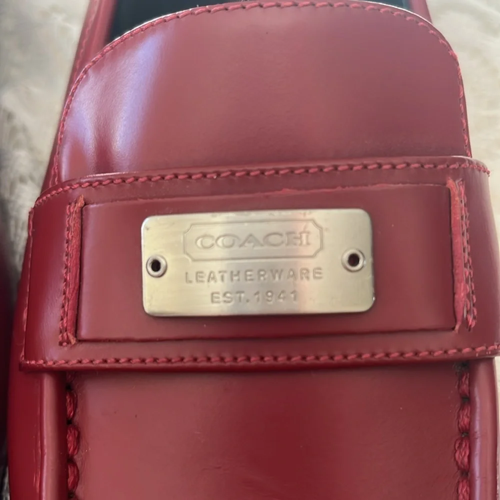 Coach Red Leather Loafers - Picture 16 of 16